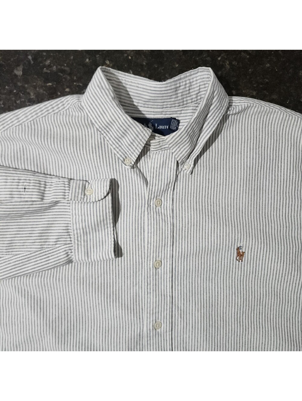 Polo Ralph Lauren Pin Striped Button Down Oxford Preppy Classic Work Mens XL